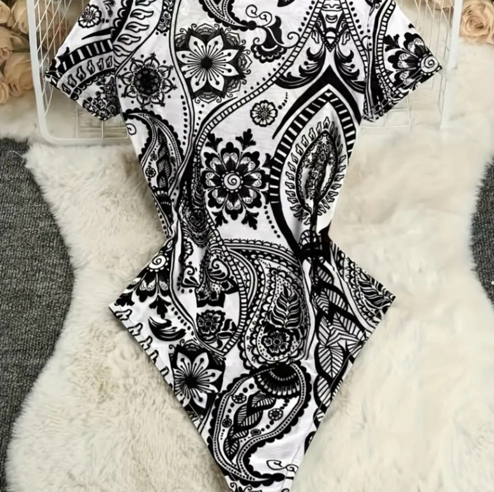 Stylish Black and White  One Piece See through